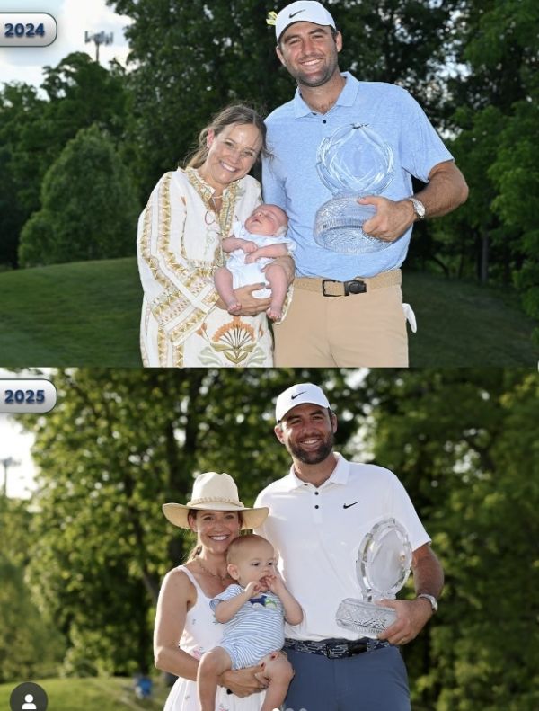 2024년과 2025년 메모리얼 챔피언 스코티 셰플러 가족. 사진=PGA투어