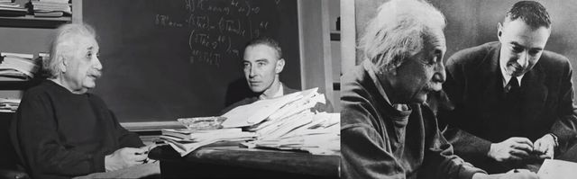 아인슈타인(왼쪽)과 로버트 오펜하이머 박사(오른쪽) / 위키미디어