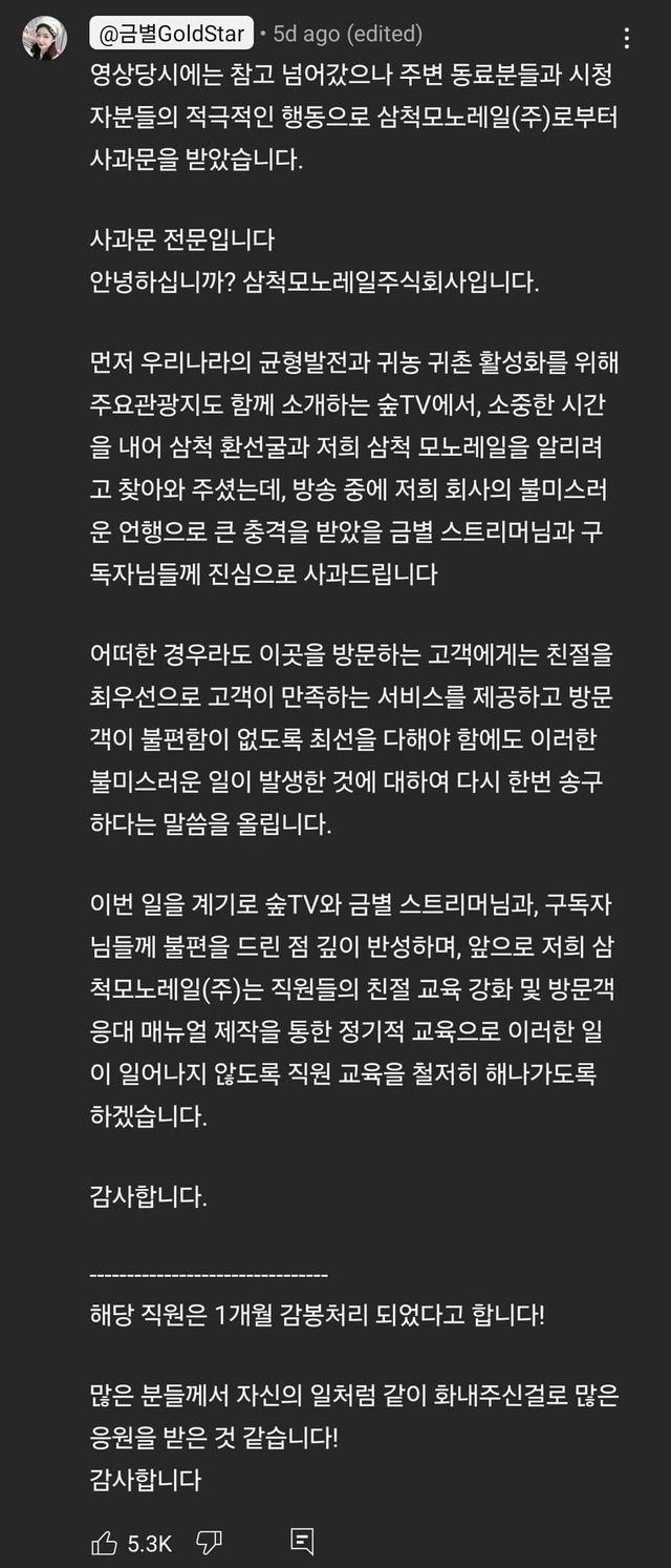 금별 유튜브
