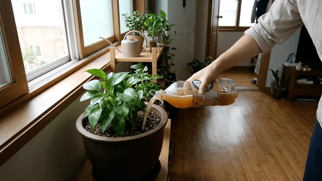 맥주를 화분에 넣는 모습 / 기사 이해를 돕기 위한 AI 이미지