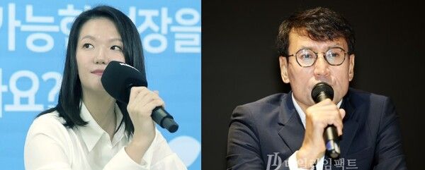 최수연 네이버 대표(왼쪽)와 홍은택 카카오 대표. /사진= 네이버, 구혜정 기자