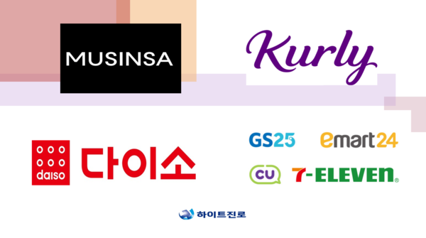 무신사, 컬리, 다이소, 편의점(CU·GS25·세븐일레븐·이마트24), 하이트진로 CI. / 사진=신현수 기자.