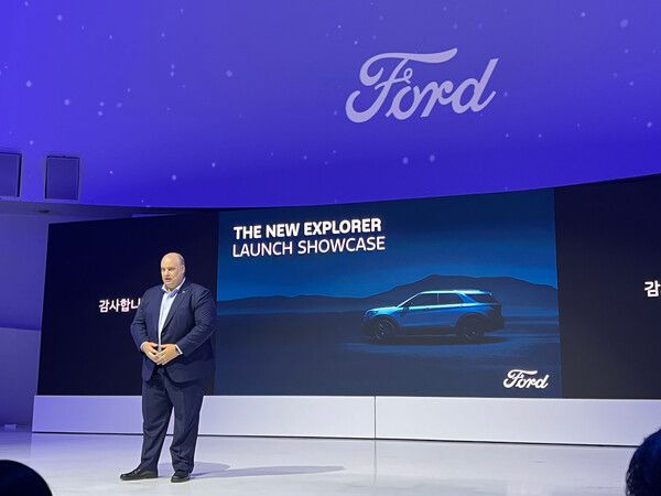 데이비드 제프리 포드코리아 사장이 환영인사를 건네고 있다. /사진=김완일 기자