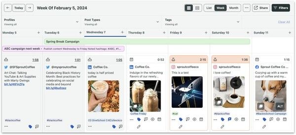 스프라웃 소셜 이용 예시 화면