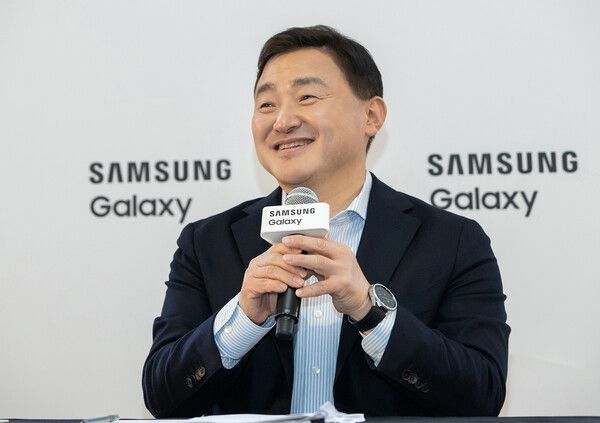 17일(현지시간) 미국 캘리포니아주 산호세에서 노태문&nbsp;삼성전자 MX사업부장(사장)이 국내기자들과 가진 간담회에서 답변하고 있다. /사진=삼성전자.&nbsp;