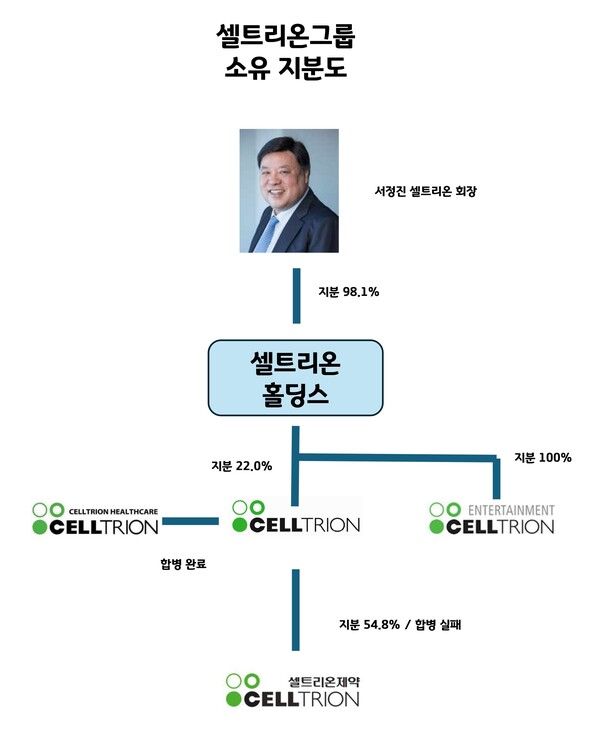 셀트리온 그룹 소유 지분도. / 사진=정문필 기자.