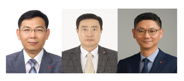 (왼쪽부터) 정호석 호텔롯데 신임 대표, 김동하 면세사업부 신임 대표, 권오상 월드사업부 신임 대표. / 사진=롯데지주.