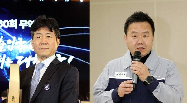 13일 KG모빌리티는 경기도 평택 본사에서 임시 주주총회와 이사회를 갖고 황기영 해외사업본부장 전무(왼쪽)와 박장호 생산본부장 전무(오른쪽)을 신규 대표이사로 선임했다고 밝혔다. /사진=KG모빌리티