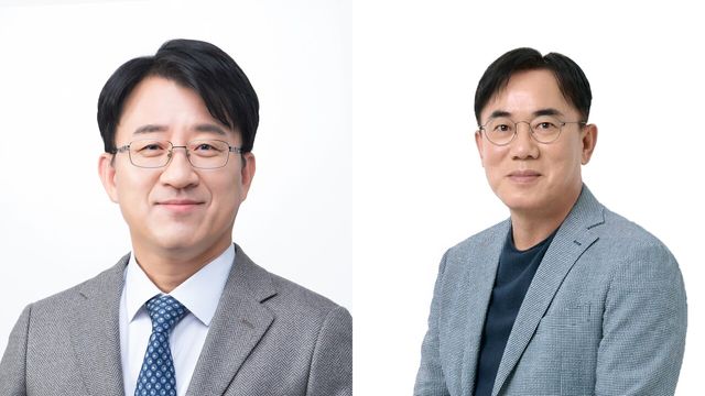 이청 삼성디스플레이 사장(왼쪽)과 정철동 LG디스플레이 사장(오른쪽). / 사진=삼성디스플레이, LG디스플레이.