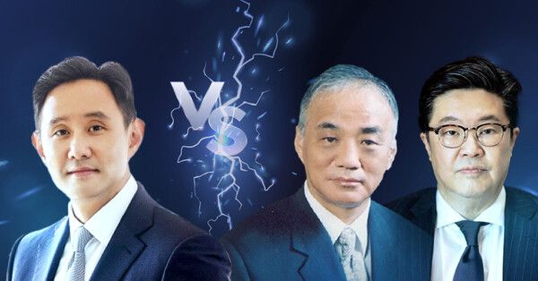 왼쪽부터 최윤범 고려아연 회장과 장형진 영풍 고문, 김병주 MBK파트너스 회장. /그래픽=딜사이트 신규섭 기자