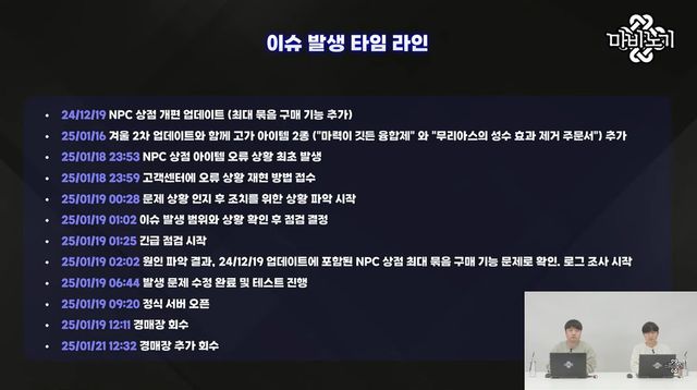 왼쪽부터 ‘마비노기’ 민경훈 디렉터, 최동민 콘텐츠 리더 / 사진=유튜브