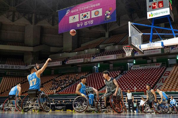 코웨이 블루힐스, 제45회 전국장애인체육대회 휠체어농구 남자부 결승전 경기 모습 /사진=코웨이