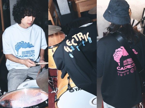 커스텀멜로우X까데호 협업 티셔츠 입은 까데호 멤버들 /사진=코오롱FnC