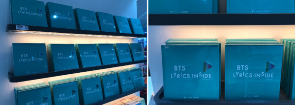 자카르타 중심지 소재 대형 쇼핑몰 내 체인 서점 정중앙에 진열된 'BTS 가사 모음집'의 모습 /사진=김현정 기자