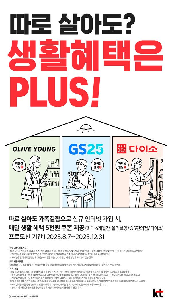 KT '따로 살아도 생활혜택 플러스' 포스터./사진=KT