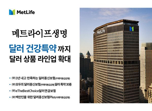 메트라이프생명은&nbsp;단 3년 납입으로 평생 보장을 제공하는 '(무)3년 내고 만족하는 달러종신보험'과 30종의 달러 특약이 새롭게 추가된 '모두의 달러종신보험'을 출시했다. / 사진=메트라이프생명