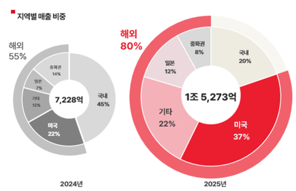 2025년 지역별 매출 비중 /사진=에이피알