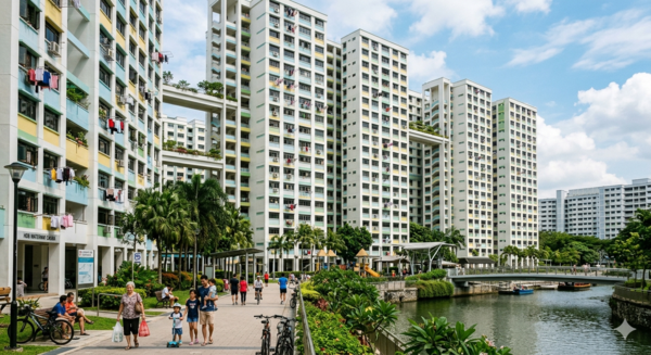 AI가 생성한 싱가포르 주택개발청(HDB) 공공주택.