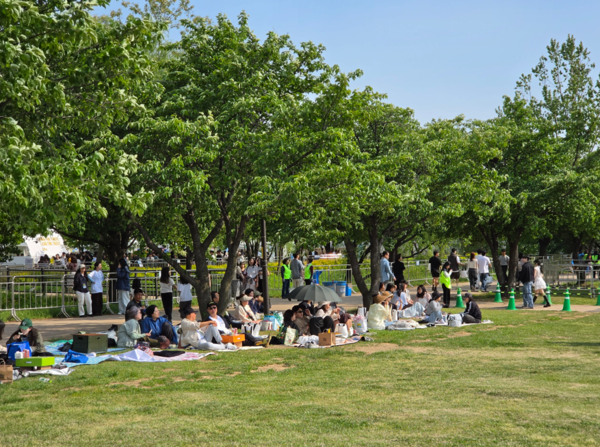 9일 한강난지공원에서 열린 bhc의 '별 하나 페스티벌' 공연을 즐기는 청중들의 모습 /사진=김현정 기자
