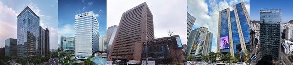 5대금융그룹 사옥 전경. (왼쪽부터) KB-신한-하나-우리-NH농협. / 사진=각 금융그룹