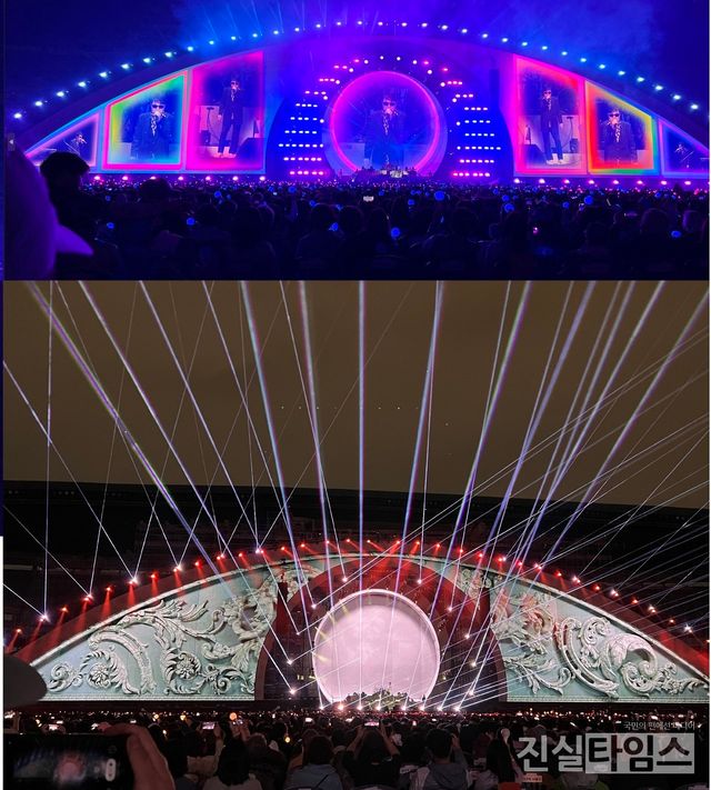 '2023. 조용필 및 위대한 탄생 콘서트' 조용필의 화려한 무대 (서울=진실타임스) 이윤영 기자 =&nbsp;2023. 조용필 및 위대한 탄생 콘서트가 13일 오후 7시 30분 서울 송파구 올림픽로 25 잠실종합운동장 올림픽주경기장에서 열렸다.&nbsp;이 날, 가수 조용필이 화려한 무대를 선보이고 있다.&nbsp;2023.5.13&nbsp;jinsiltimesdesk@jinsiltimes.org