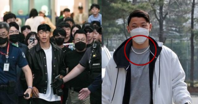 황희찬 입국 패션과 과거 진주목걸이 패션