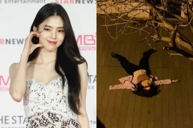 (좌) 한소희 행사장 참석 사진 /머니투데이 (우) 한소희 만취해 大자로 뻗은모습 /한소희 인스타