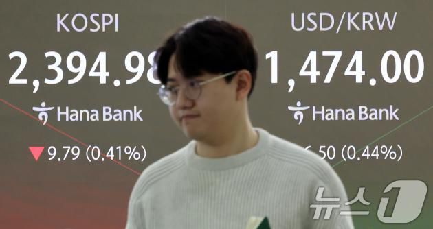 올해 마지막 거래일인 30일 오전 시중은행 딜링룸 전광판에 코스피와 환율 개장 시황이 표시되고 있다. (자료사진) /뉴스1