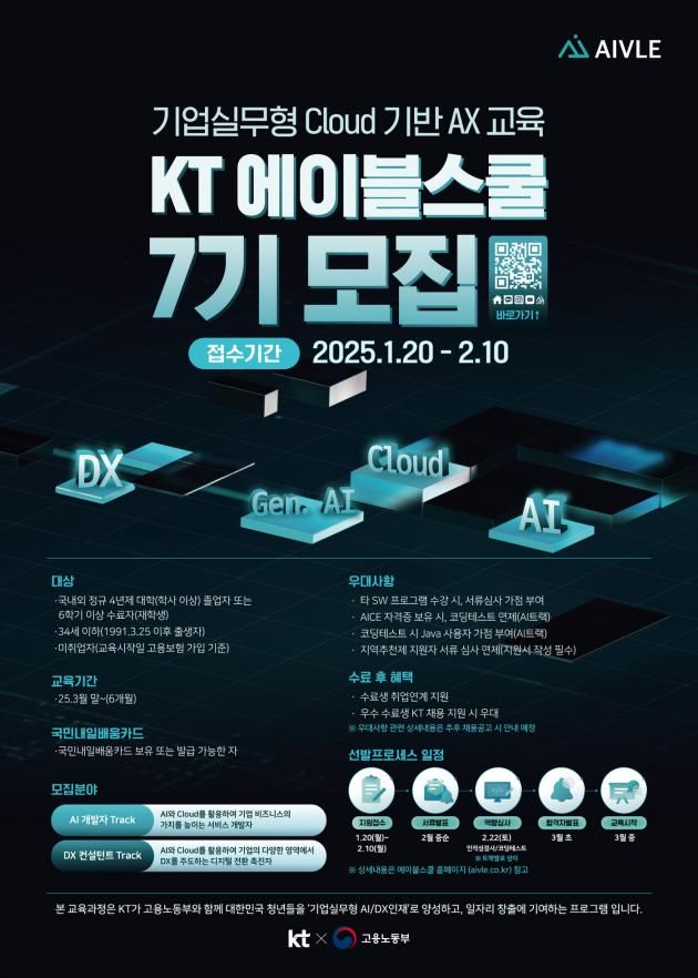 KT 에이블스쿨 7기 모집 포스터(KT 제공)