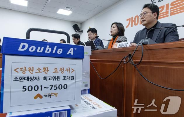 허은아 개혁신당 대표가 20일 오전 서울 여의도 국회에서 열린 최고위원회의에서 발언하고 있다. 2025.1.20/뉴스1 ⓒ News1 이재명 기자