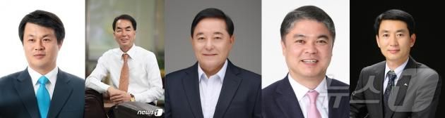 2026년 전국동시지방선거 전북자치도 정읍시장 선거에는 10여명의 시장 후보군들이 자천타천으로 거론된다. 왼쪽부터 이학수 현 정읍시장, 유남영 정읍농협 조합장, 장기철 김대중재단 정읍지회장, 김대중 전 전북도의원, 김민영 전 정읍산림조합장(뉴스1/DB)