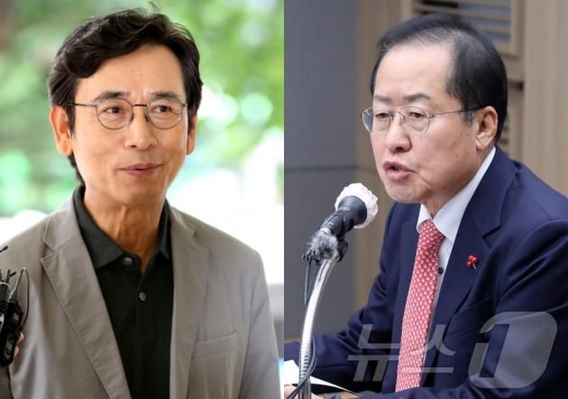 유시민 작가(왼쪽) 홍준표 대구시장