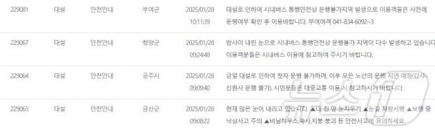 충남 지자체가 시·군민에 보낸 재난문자.(행안부 제공)/뉴스1