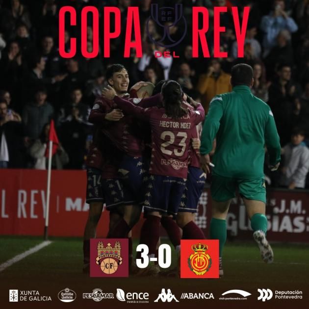 스페인 4부리그 팀 폰테베드라가 4일(한국시간) 열린 2024-25 코파 델 레이 32강에서 마요르카를 꺾고 16강에 올랐다. (폰테베드라 SNS 캡처)