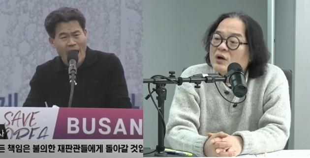 한국사 강사 전한길 씨(왼쪽), 시사평론가 김갑수 씨. (유튜브 '[팟빵] 매불쇼')