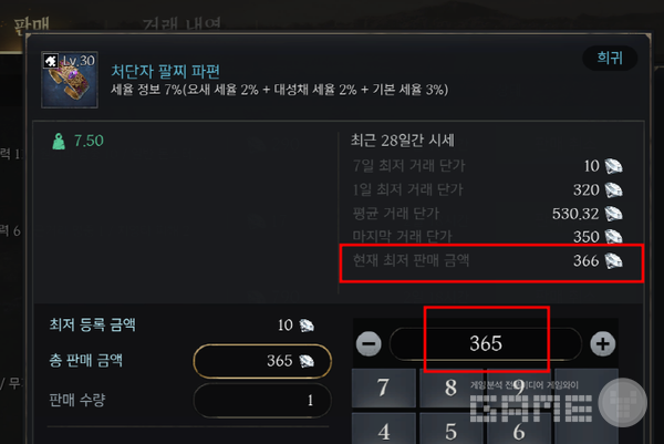 최저가 366이고, 365에 내놓으면....프라시아 전기 /게임와이 촬영