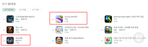 인기 순위 /구글플레이