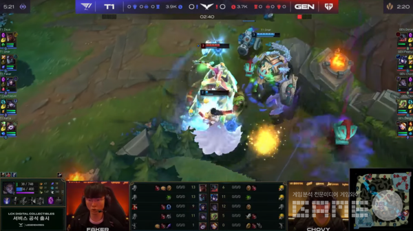 초반에 모두의 감탄사를 나오게 만든 쵸비의 슈퍼 플레이 장면&nbsp;/ 출처 LCK 공식 유튜브