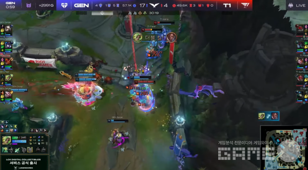쵸비가 탈리아로 젠지에게 흐름을 가져올 수 있게 했고, 무난히 성장한 페이즈의 제리가 게임을 끝냈다&nbsp;/ 출처 LCK 공식 유튜브