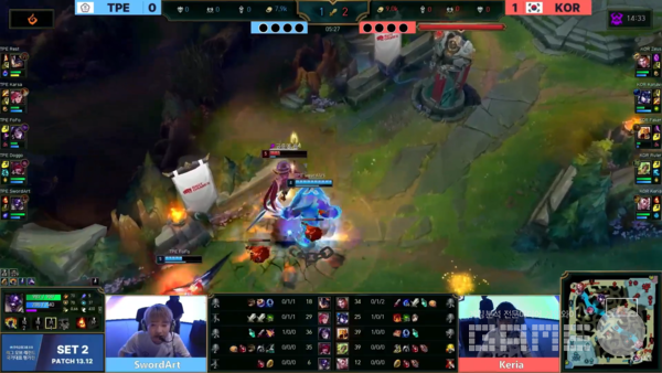 소드아트의 알리스타가 로밍을 지속적으로 성공시키며 흐름을 대만쪽으로 끌고왔다&nbsp;/ 출처 KeSPA 공식 유튜브