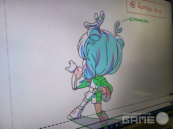 해당 장면의 원화를 확대한 사진 / 게임와이 촬영