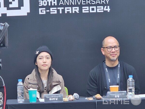 게임 총괄 피디를 맡고 있는 제시카 남과 라이엇게임즈와 번지에서 총괄 피디를 맡은 조텅 대표 /게임와이 촬영