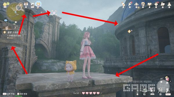 ▲노노이를 만난 곳에서 이 방향으로 진입하면 근처 상상의 별을 획득할 수 있다.&nbsp;인피니티 니키 /게임와이 촬영