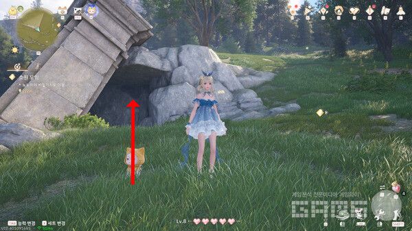 ▲앞서 소원사자를 만났던 곳에서 뒤로 가야 한다. 거기서 몬스터를 퇴치하고 상상의 별을 획득한다. 인피니티 니키 /게임와이 촬영