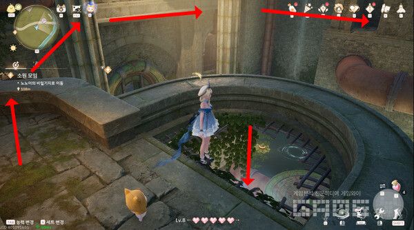 ▲행운의 우물 워프존 위로 올라가면 이런 곳이 있다.&nbsp;인피니티 니키 /게임와이 촬영