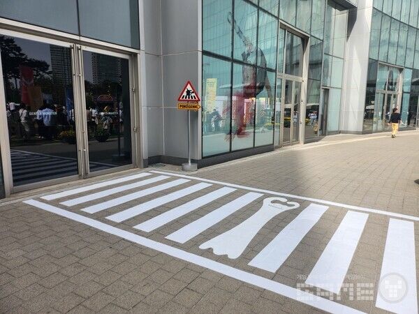 롯데월드몰과 아레나 사이를 잇는 메타몽 횡단보도 / 게임와이 촬영