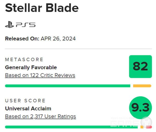 스텔라 블레이드 메타크리틱 평점 / 메타크리틱