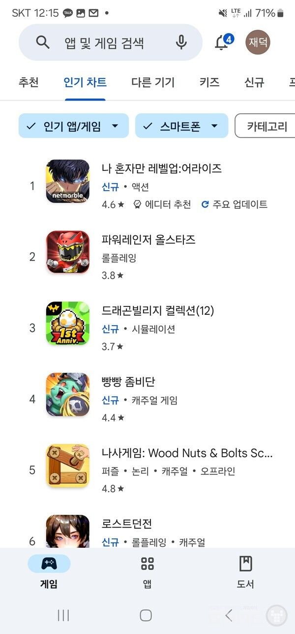 16일자 구글 매출 및 인기 순위