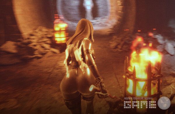 뒤태와 가슴이 돋보이는 여성 캐릭터 /게임와이 촬영