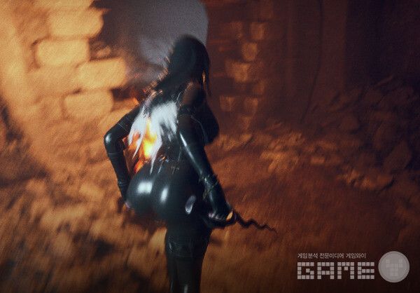 뒤태와 가슴이 돋보이는 여성 캐릭터 /게임와이 촬영